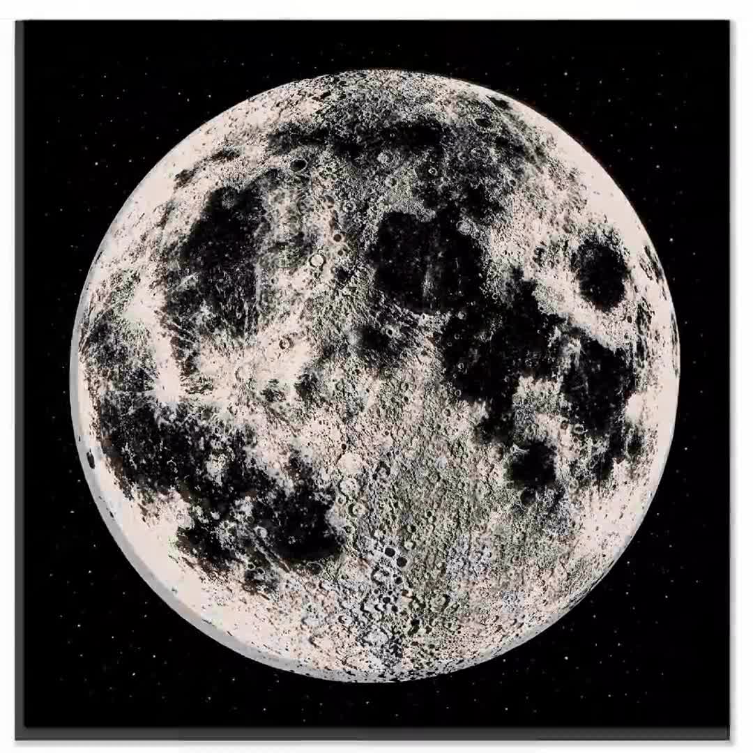 Large Metallic Gold Moon Art Print: Hand Printed Lunar Wall Poster